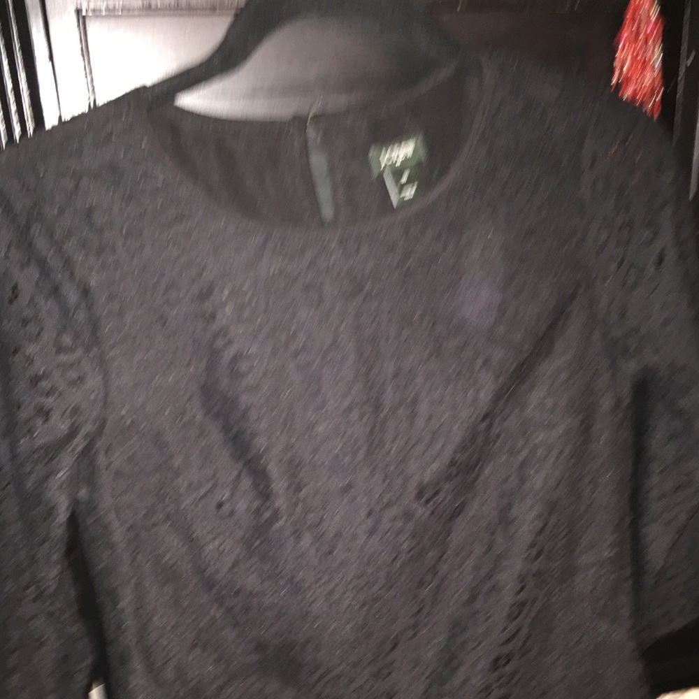 long sleeve black lace top j crew, size 0